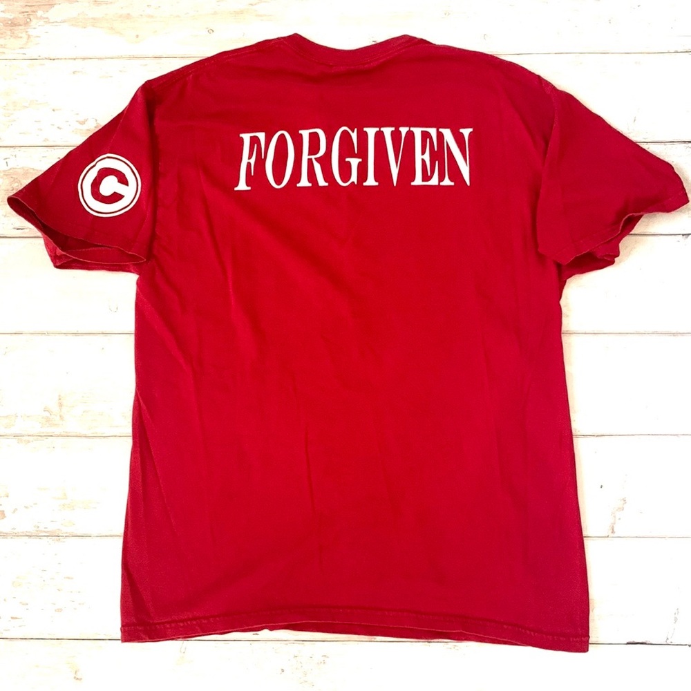 Mens L/G Red Forgiven Shirt Dark Red Short Sleeves 100% Cotton Size Large